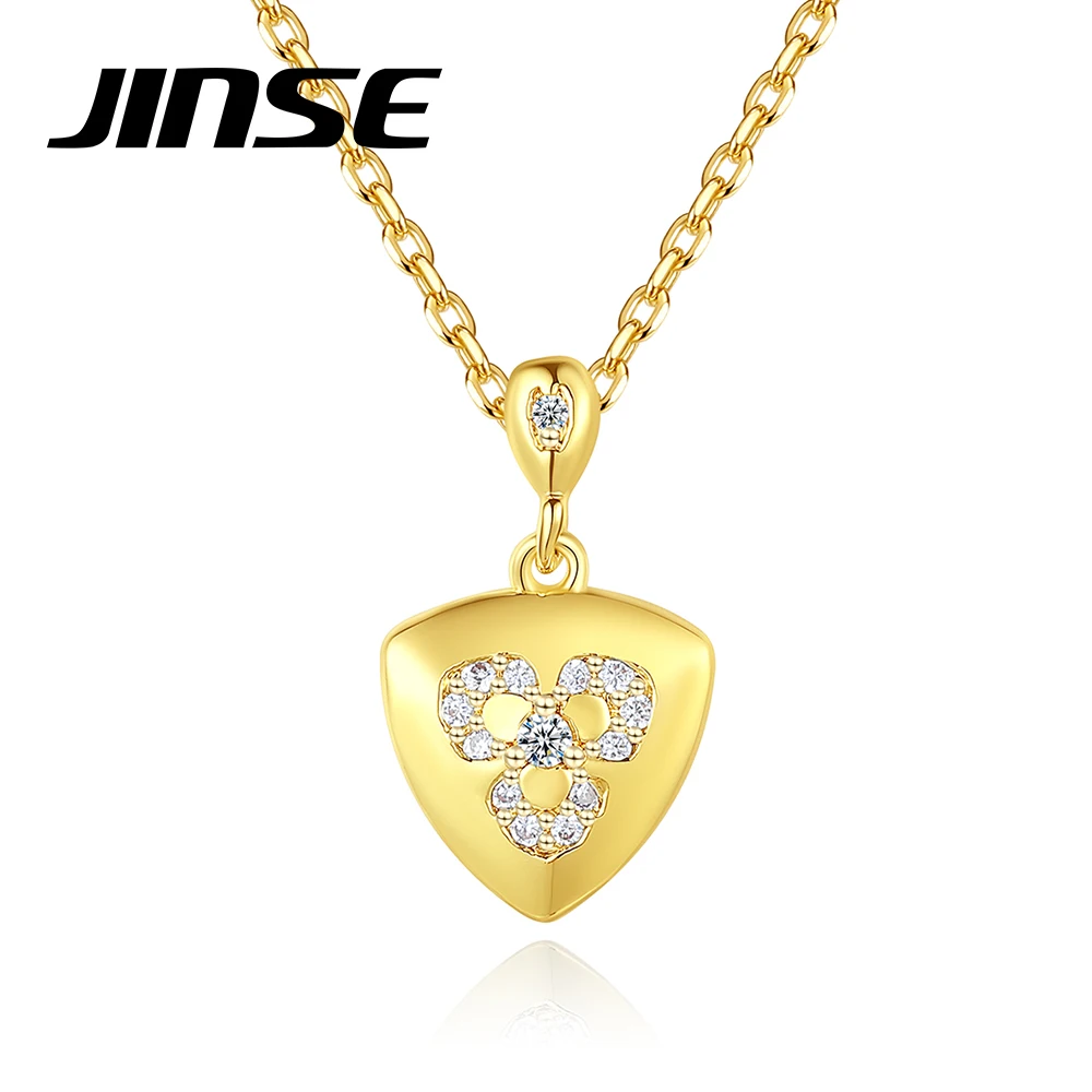 

JINSE Gold Color Cubic Zirconia Triangle Korean Fashion Necklaces for Women 2023 New Trendy Girl Party Accessories Friend Gift