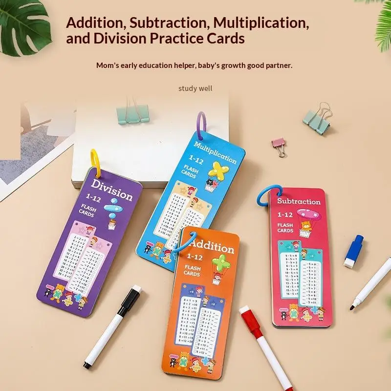 New 1Set Beginners In 1-12 Mathematical Calculations Self Test Training Card, Maths Fact Learning Tools Primary School Montessor