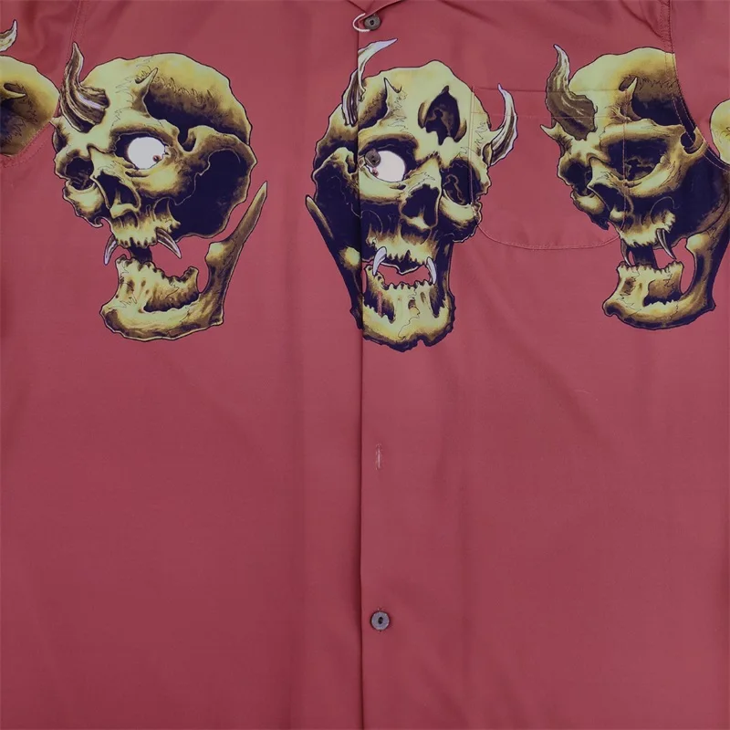 Red Black Brand WACKO MARIA High Quality Digital Print DISCO Mirrorball Pattern Hawaii Mens Womens Long Sleeve Shirt