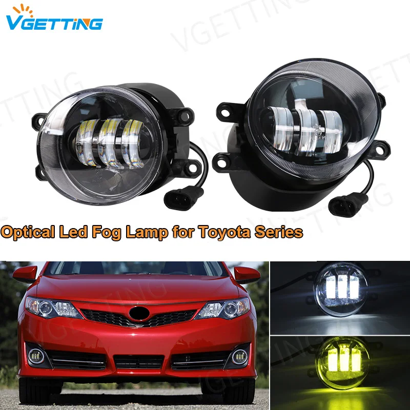 3.5 Inch White Yellow LED Lens Fog Lamp For Toyota Corolla Camry Yaris RAV4 Prius CHR Hilux Lexus Car Headlight Daytime Running