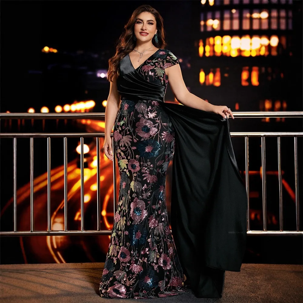 Ele Bead Patchwork Evening Dr V-Ne Par Dr plus Size Low Waist Silk Fabric Wedding Dr for Mom