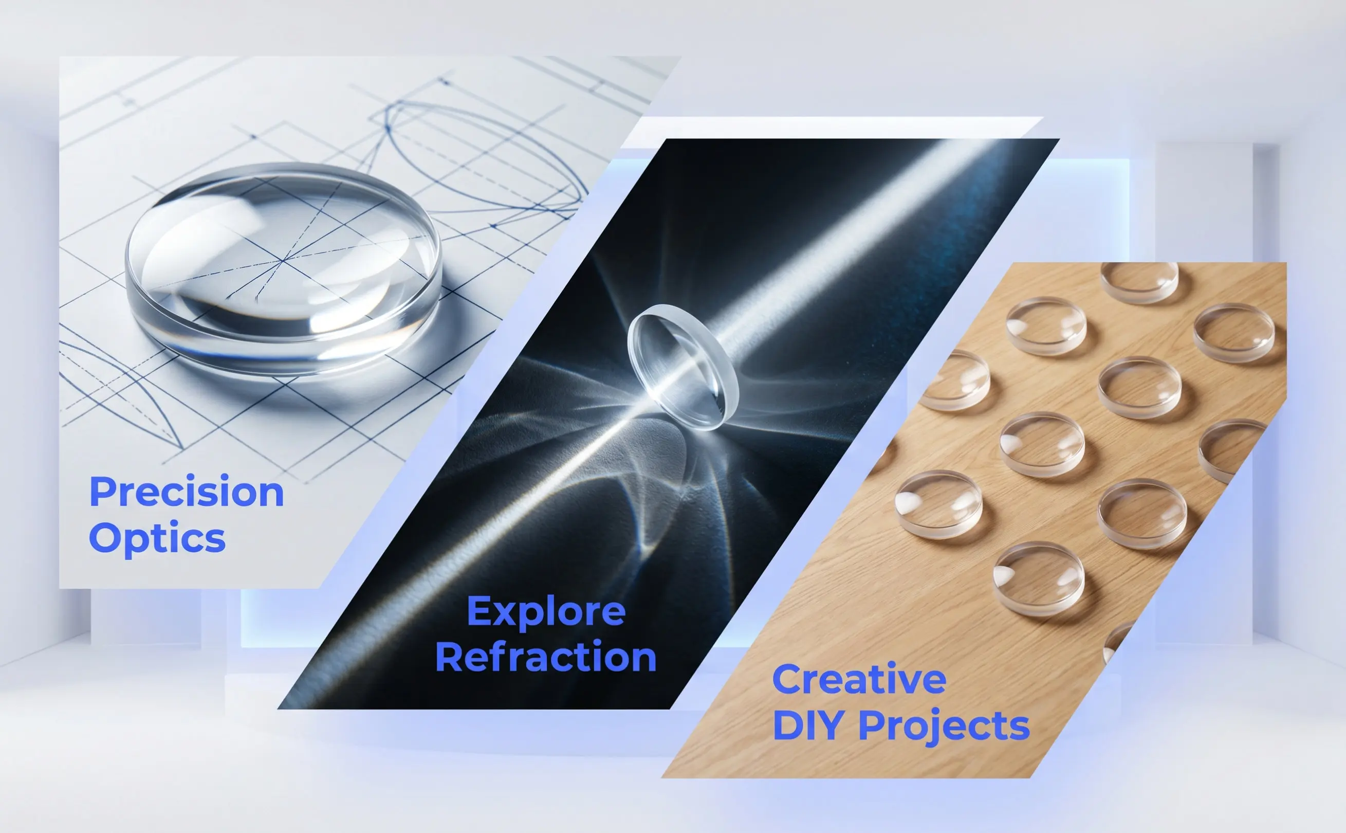 60Pcs Biconvex Lens Clear Acrylic Optical Lens for Physics Teaching Science Experiment Learning Aids Middle School Laboratory