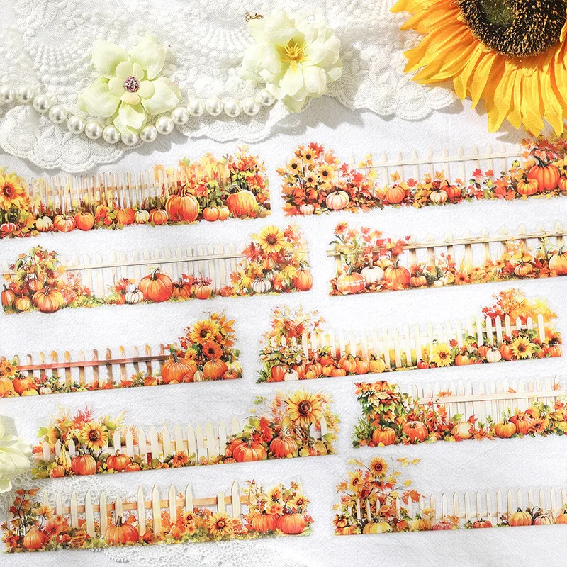 Journamm 10 Pcs 울타리 식물 스티커 애완 동물 긴 스티커 DIY Scrapbooking 콜라주 편지지 장식 정크 저널 미학 스티커