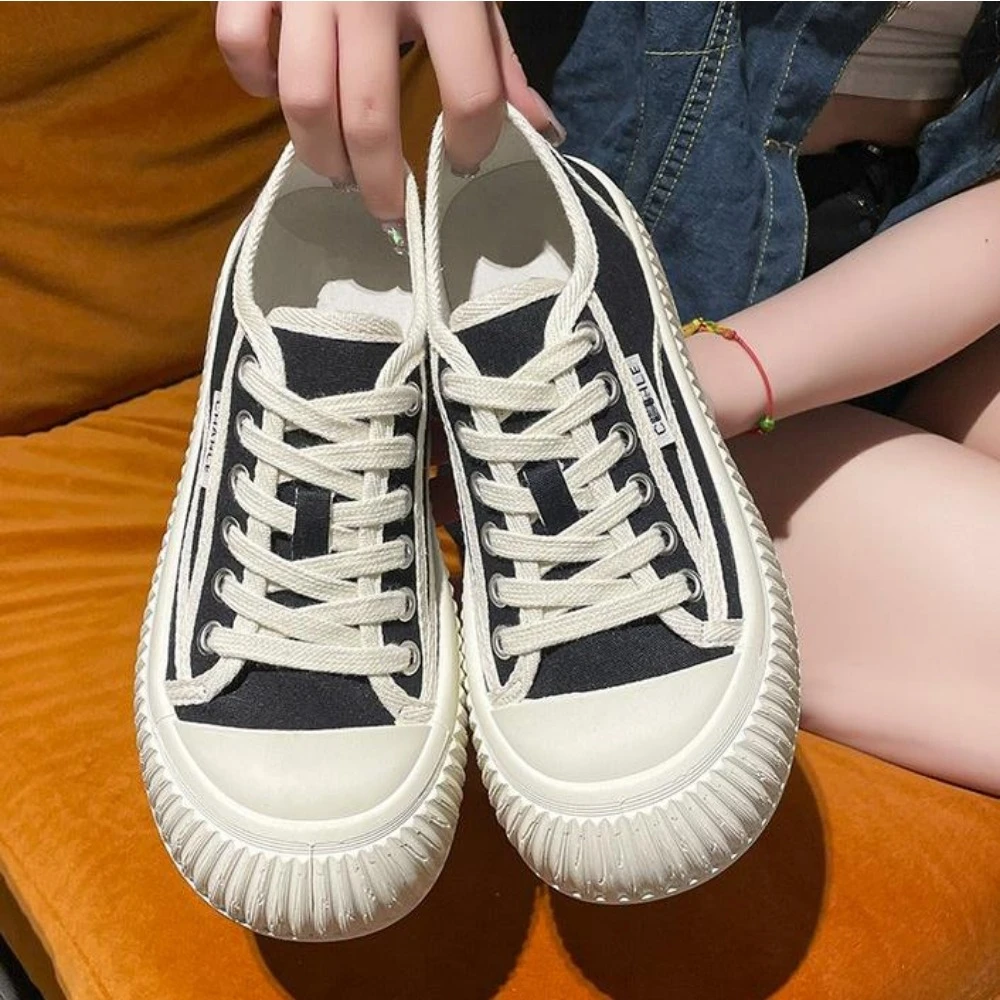 Women Platform Canvas Shoes Height Increasing Chunky Sneakers For youth girls Outdoor trainers Female Ladies Thick Sole Footwear