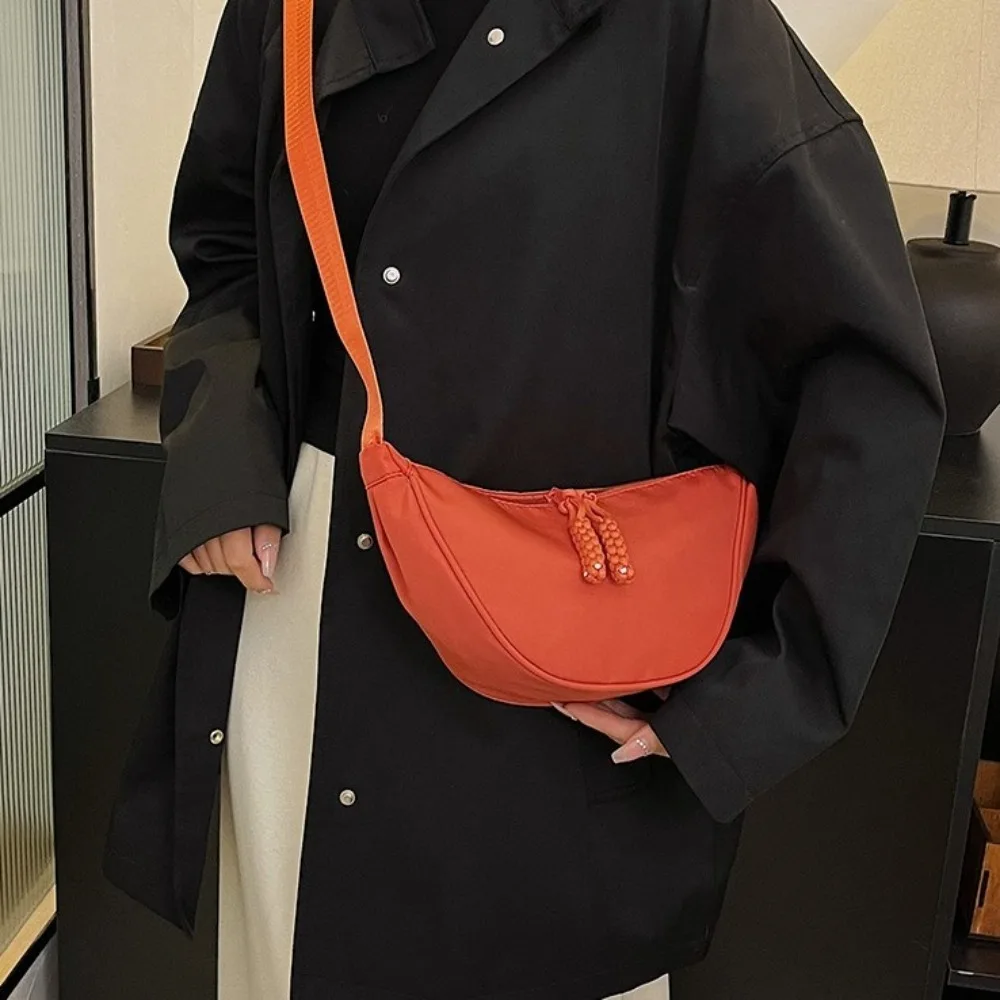 

Fashion Nylon Hobo Crossbody Bag Solid Color Handbag Single Shoulder Bags Chest Bag Large Capacity Canvas Dumpling Bag Girls