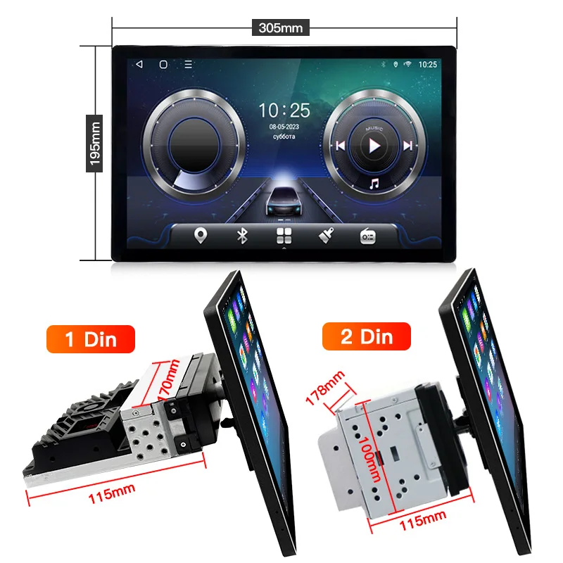 13.1-Inch 360-degree rotary machine, car Android13 touch screen, central control navigation, reversing