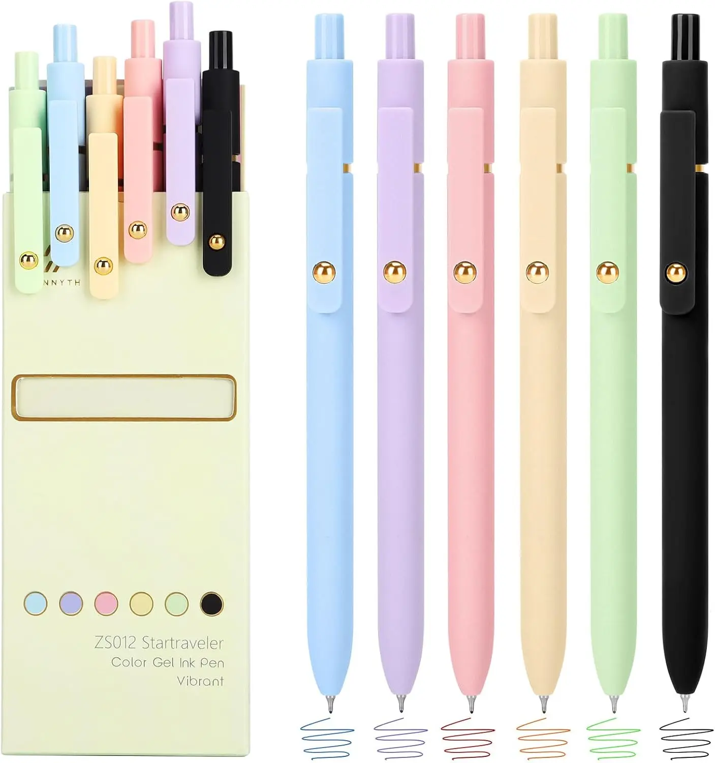 

6Pcs Aesthetic Gel Pens, 0.5mm Fine Point Retractable, Quick-Drying Ink for Journaling & School Supplies