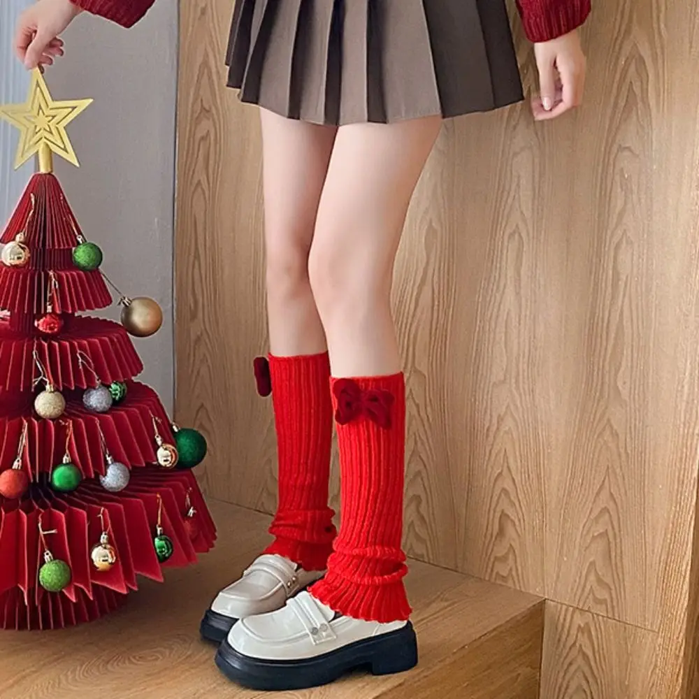 

Sweet Harajuku Jk Leg Warmers Lolita Nylon Knitted Leg Cover Foot Cover Solid Color Red Leg Socks Girls