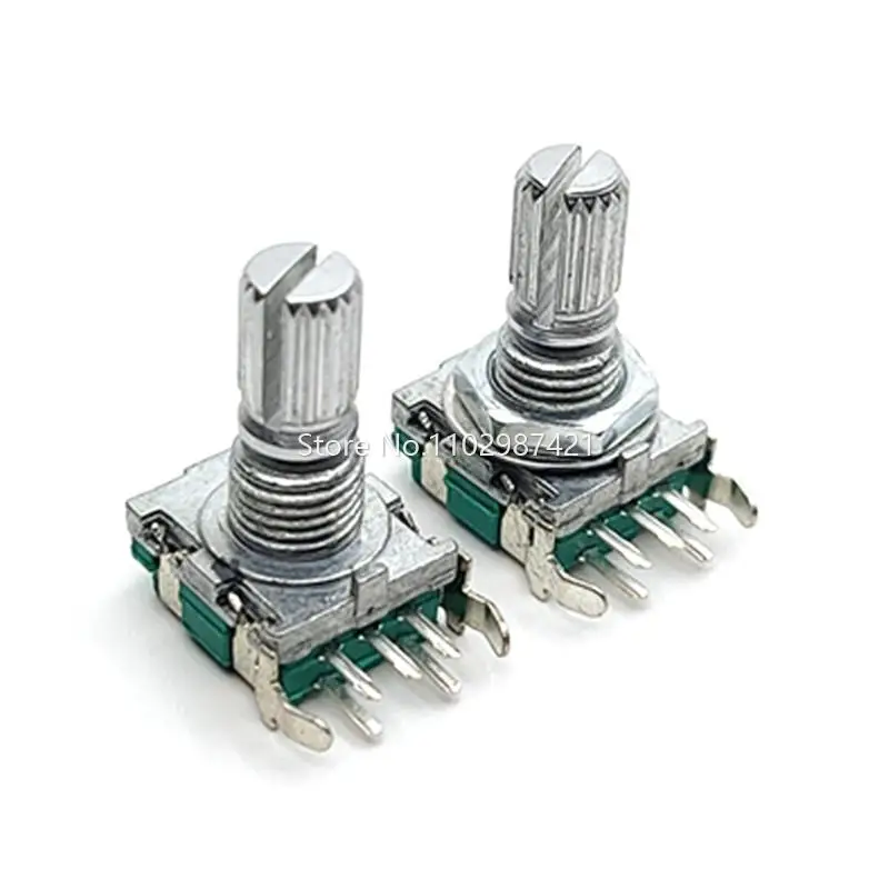 2 Piece EC11 Audio Digital Potentiometer Rotary Encoder 20 Bits Flower Shaft Length 15MM Horizontal Side Adjustment With Switch