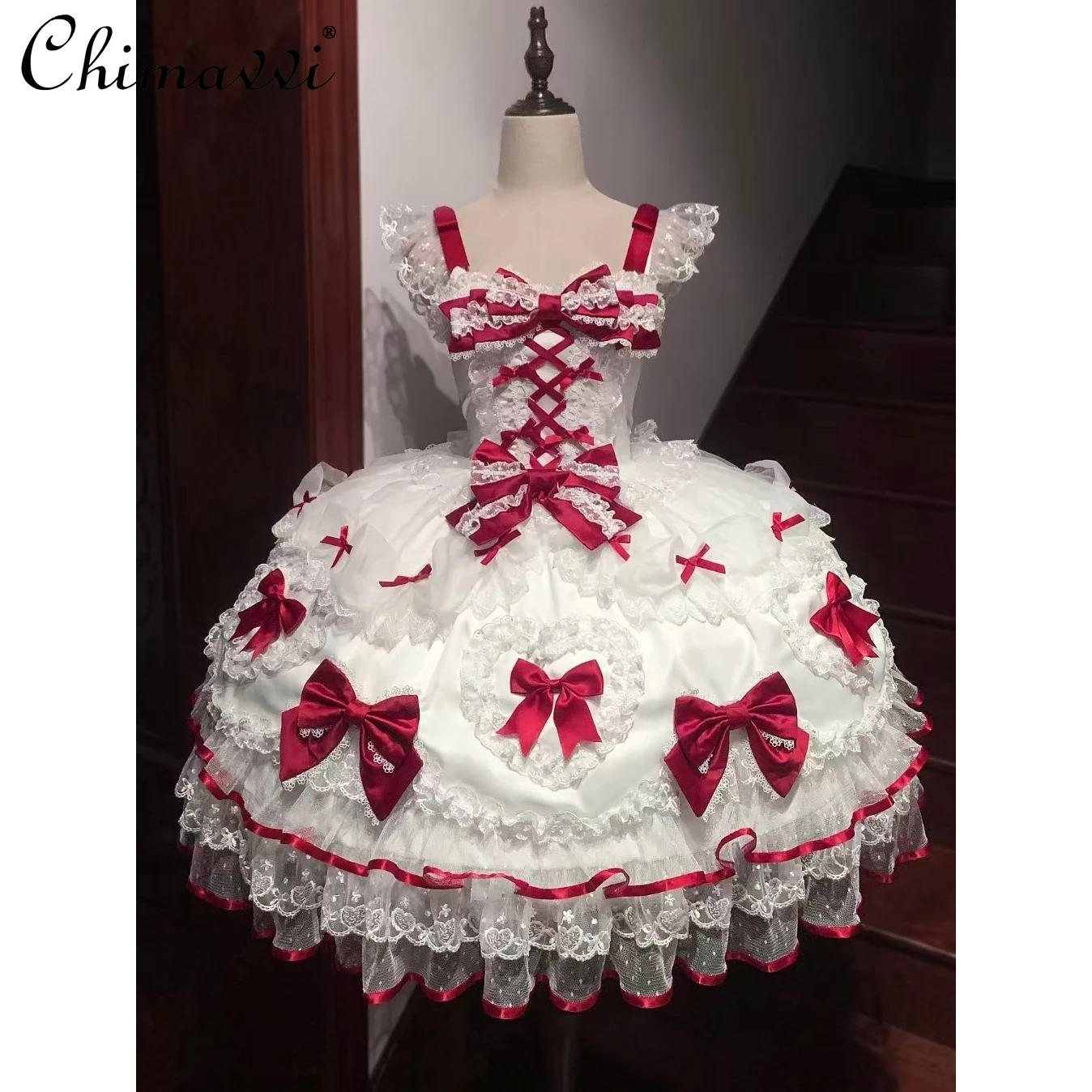 

Original Design Doll Lolita Princess JSK Strap Dress Super Fairy Cute Bow High Waist Birthday Party Elegant LO Dresses Women