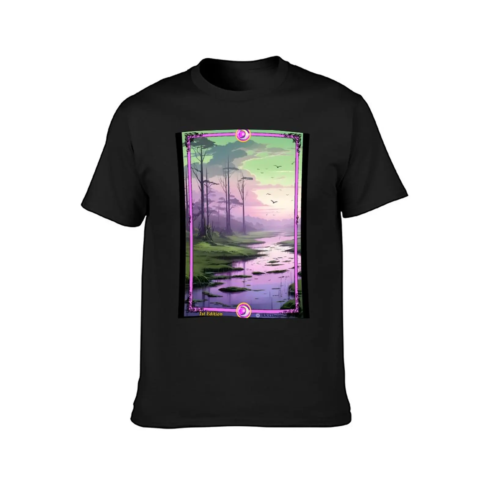 Swampy Marsh Landscape Scene - CCG Borderless Full Art - 1st Edition T-Shirt Blouse funny t shirts for men