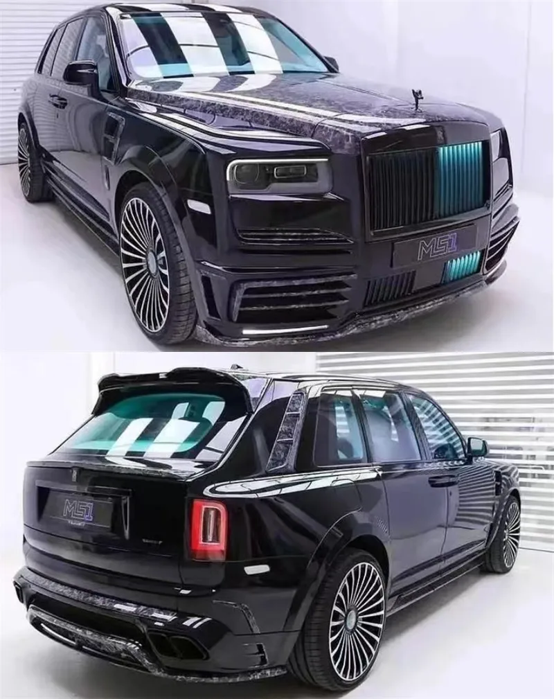 For Rolls Royce Cullinan 18-21 Real Dry Carbon Fiber Front Lip Rear Diffuser Bumper Side Skirt Spoiler Hood Body Kit MSY Style