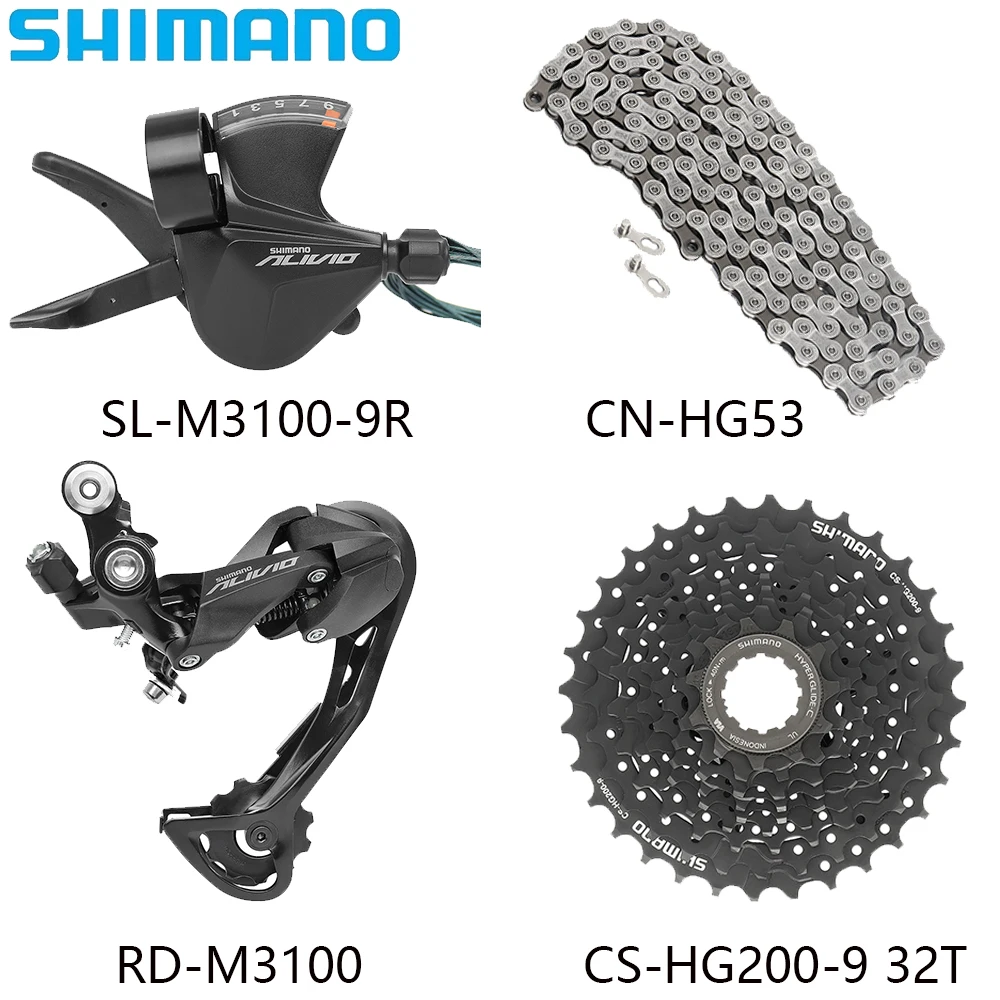 SHIMANO 9 Speed Bicycle Derailleur Kits HG53/KMC X9 Chain CS-HG200-9 11-32T/34T/36T Cassette For MTB Bike Parts