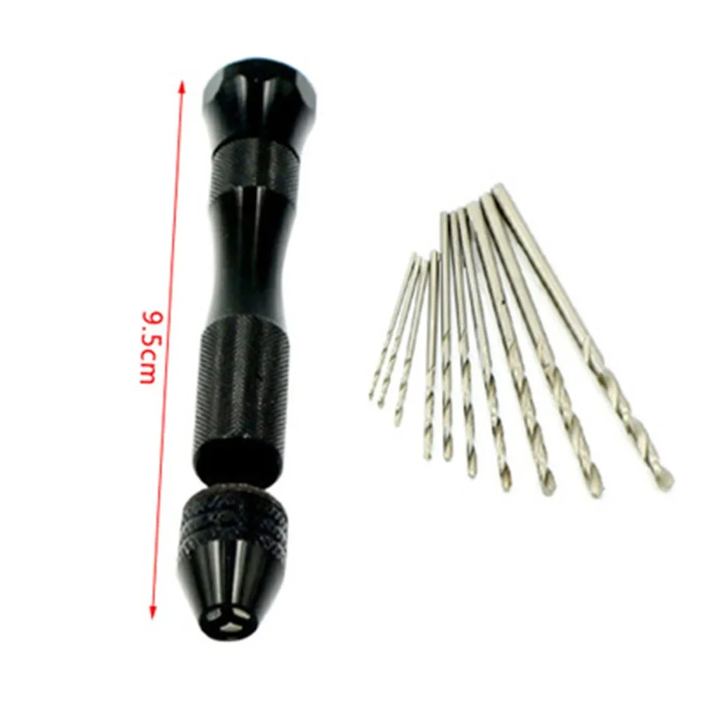 Hand Drill Jewelry Craft  Manual  Chuck Mini 10PCS Twist  Bit Black Easy