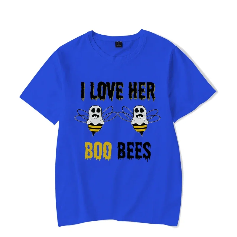 2023 Couple TShirt for Lovers I Love Her Boo Bees Graphic Women Men Shirt Couple Bee Short Sleeve Sweet Letter Harajuku Couple T