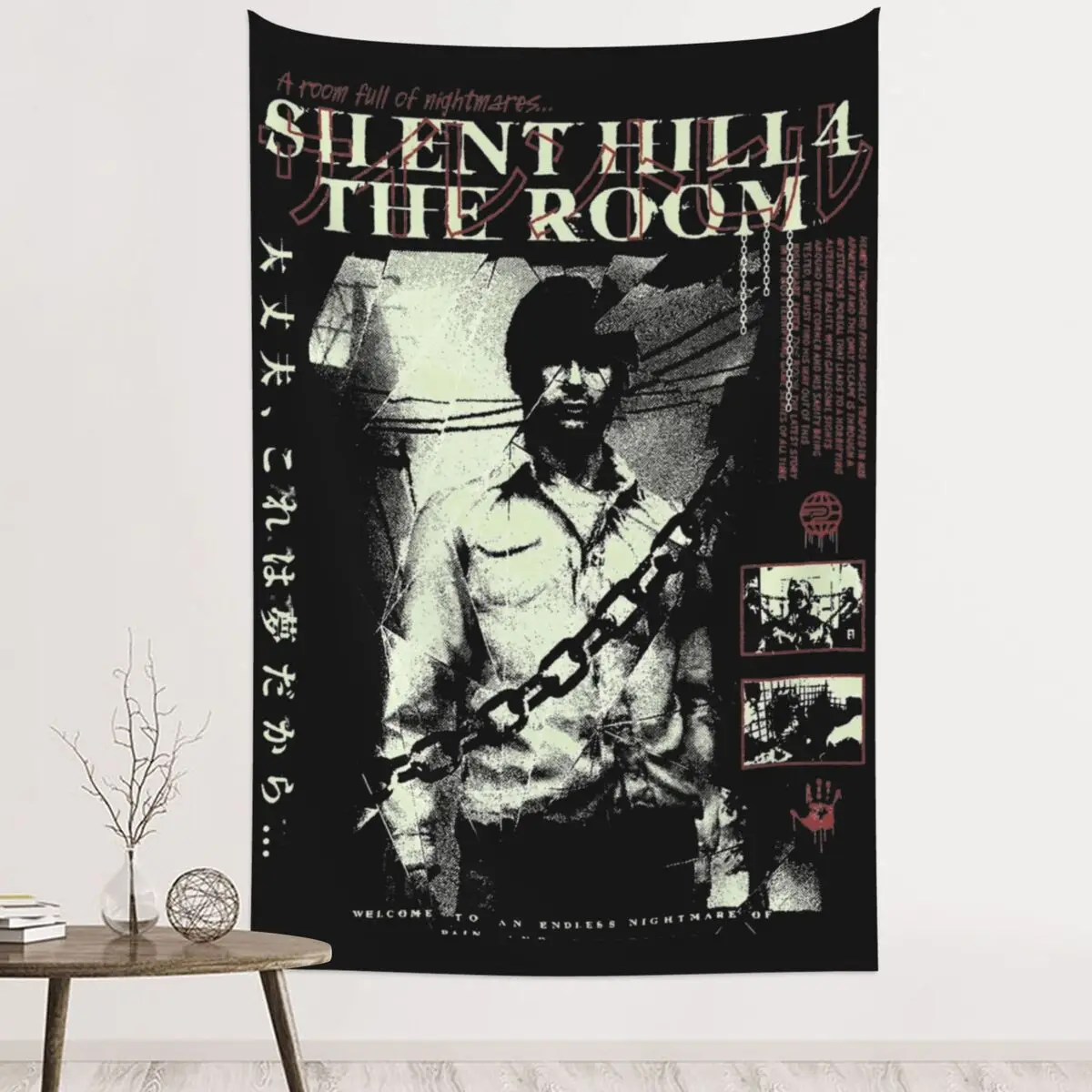 SILENT HILL 4 Tapestry Hippie Fabric Wall Hanging Room Decor Table Cover Retro Tapestries