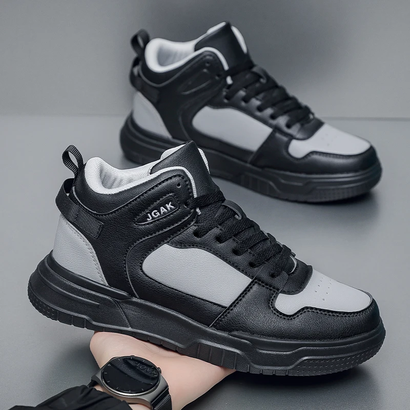 حجم كبير 50 51 52 أحذية رياضية من الجلد الرجال عالية أعلى أحذية رياضية الكاحل موضة أحذية التزلج الشقق موضة أنيقة