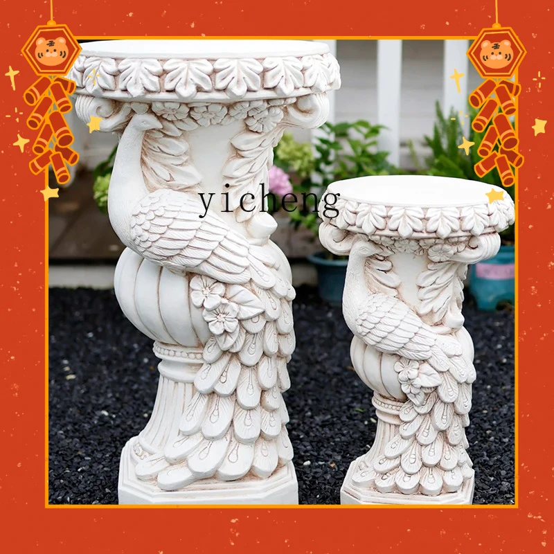 BB  peacock courtyard decoration ornament creative villa balcony layout outdoor Nordic Roman column flower stand