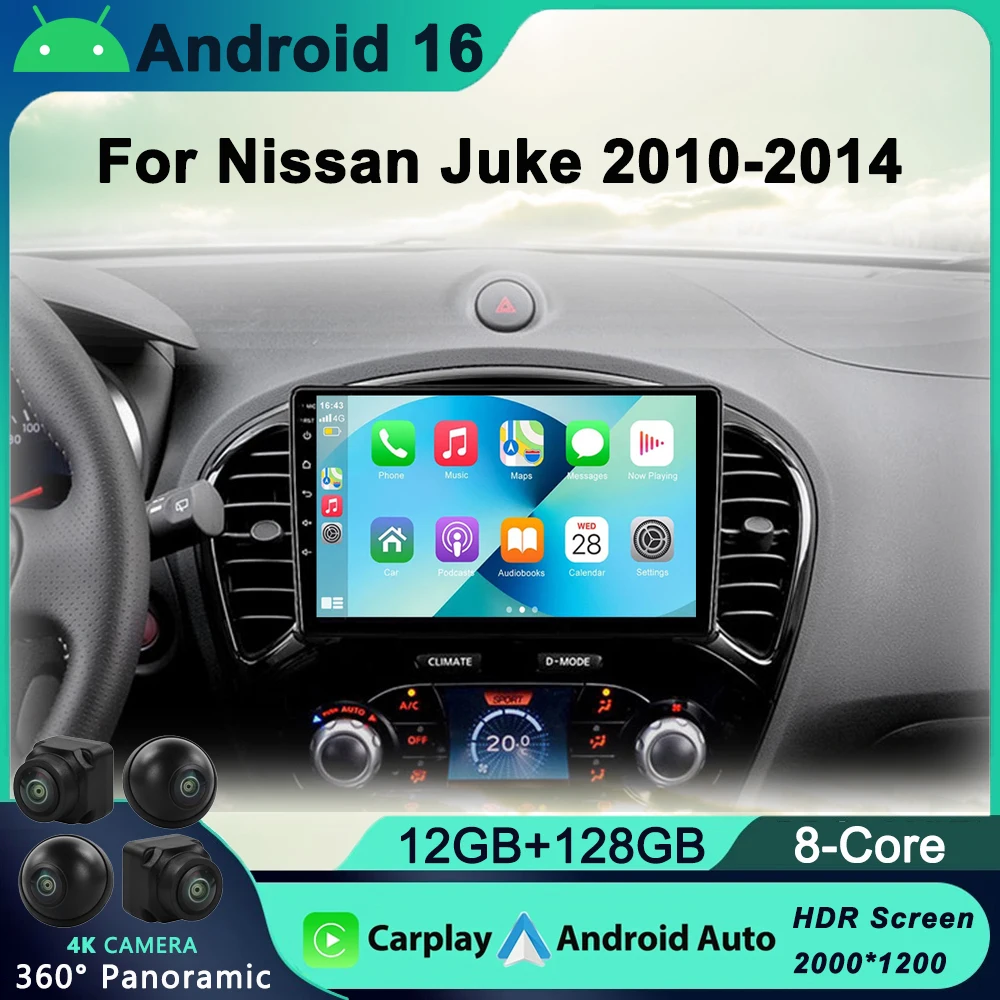 

Android 16 Carplay Android Auto Radio For Nissan Juke YF15 2010 2011 2012-2014 Carplay 4G Car Multimedia GPS 2 din autoradio