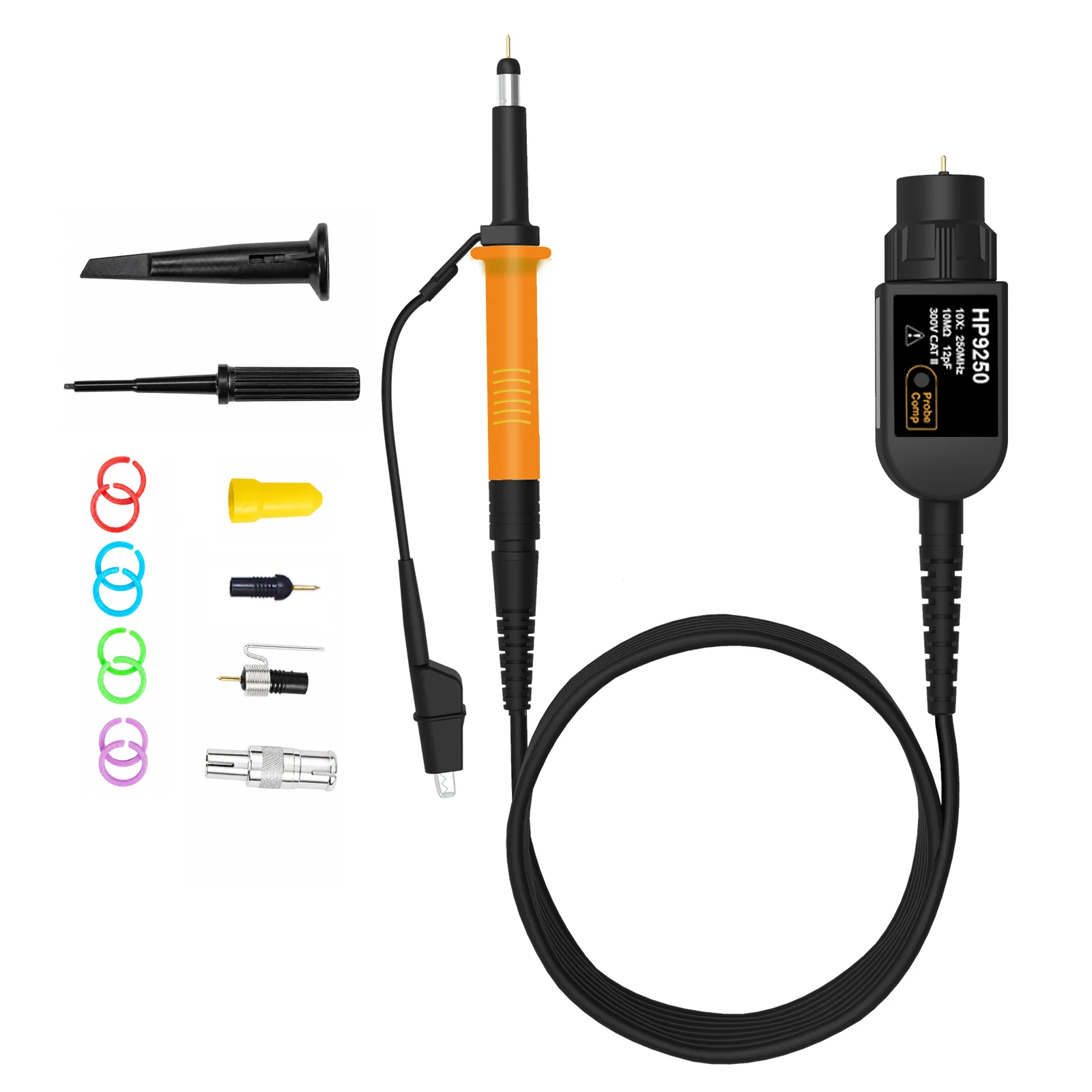 PINTECH 250MHz Oscilloscope Probe 10X High Voltage Probe 600V, BNC Scope Probe 10MΩ Input Impedance, 12 pF, HP9250
