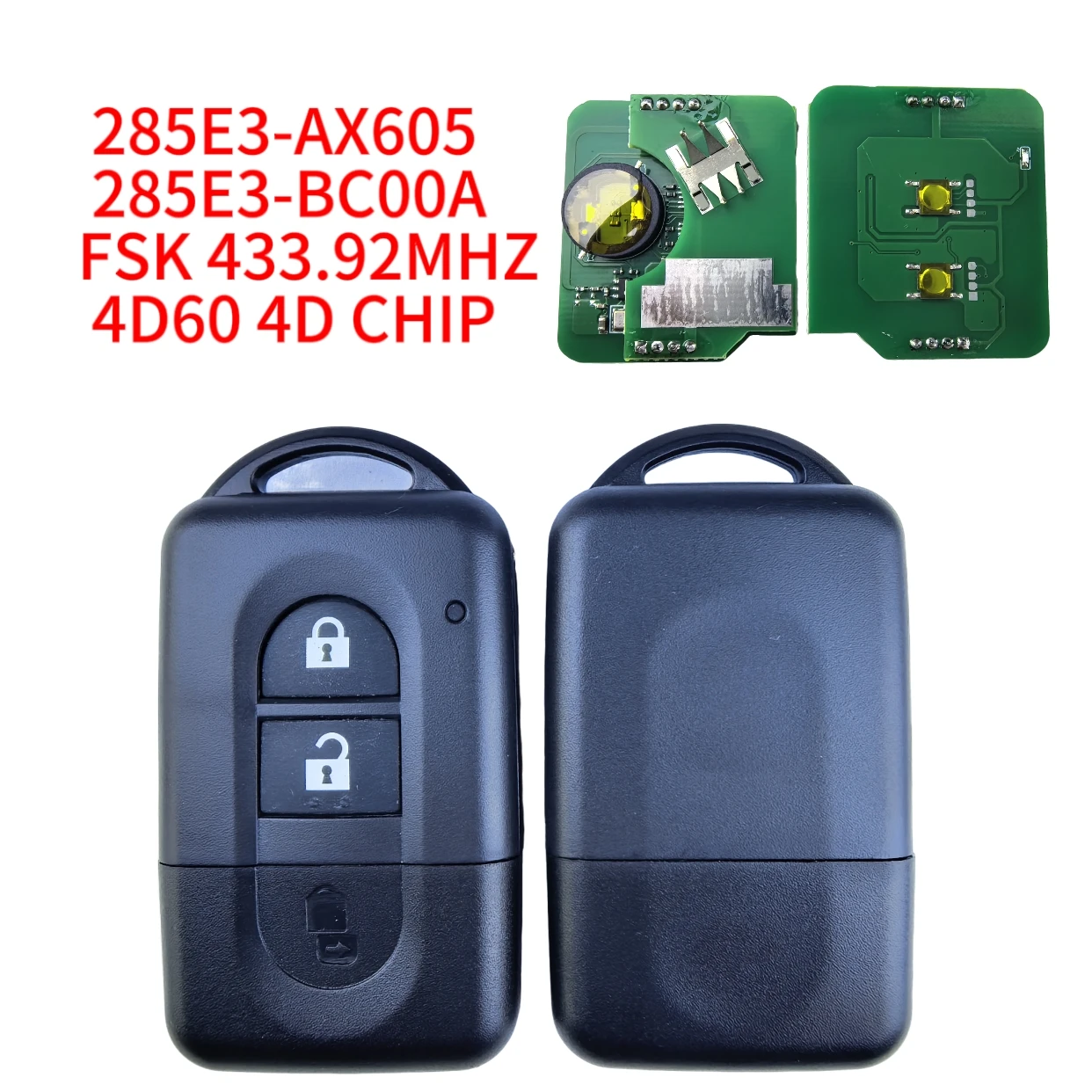 Jingxin Schlüsselloser Fernbedienungsschlüssel 433MHz 46/4D60 Chip für Nissan X-trail Qashqai Pathfinder Micra NV200 285E3-4X00A /EB30A/ AX605/BC00A – Detail 2