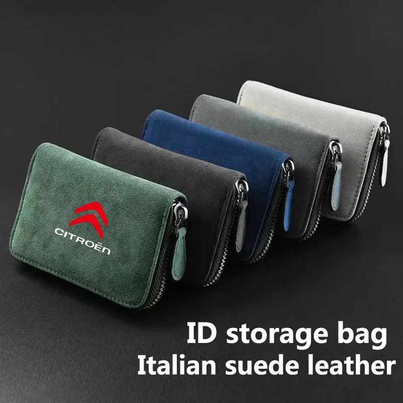 Car Suede Leather Portable Storage Box Driver\'s License ID d Storage Bag for Citroen C1 C2 C3 C4 Picasso C5 DS3 DS4