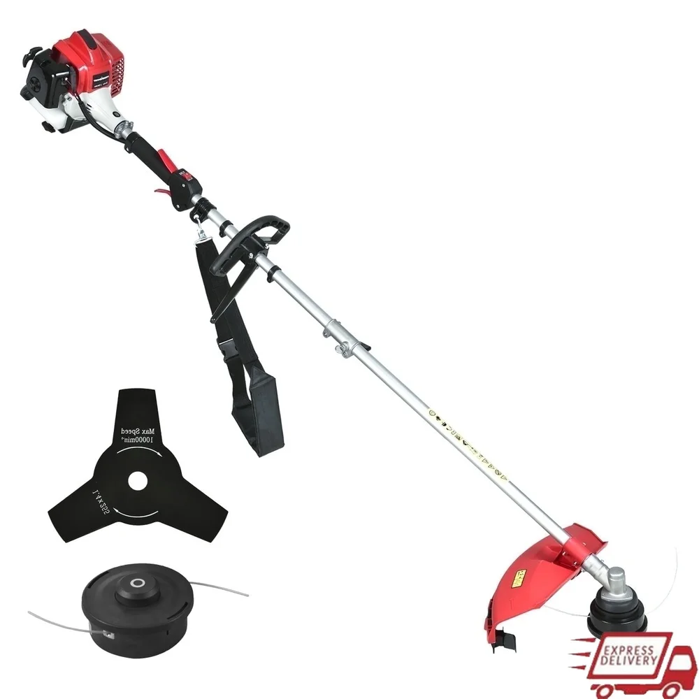 

25.4cc 2-Cycle Gas String Trimmer Weed Wacker Brush Cutter Lightweight Ergonomic Design Telescoping Shaft 2-in-1 Function