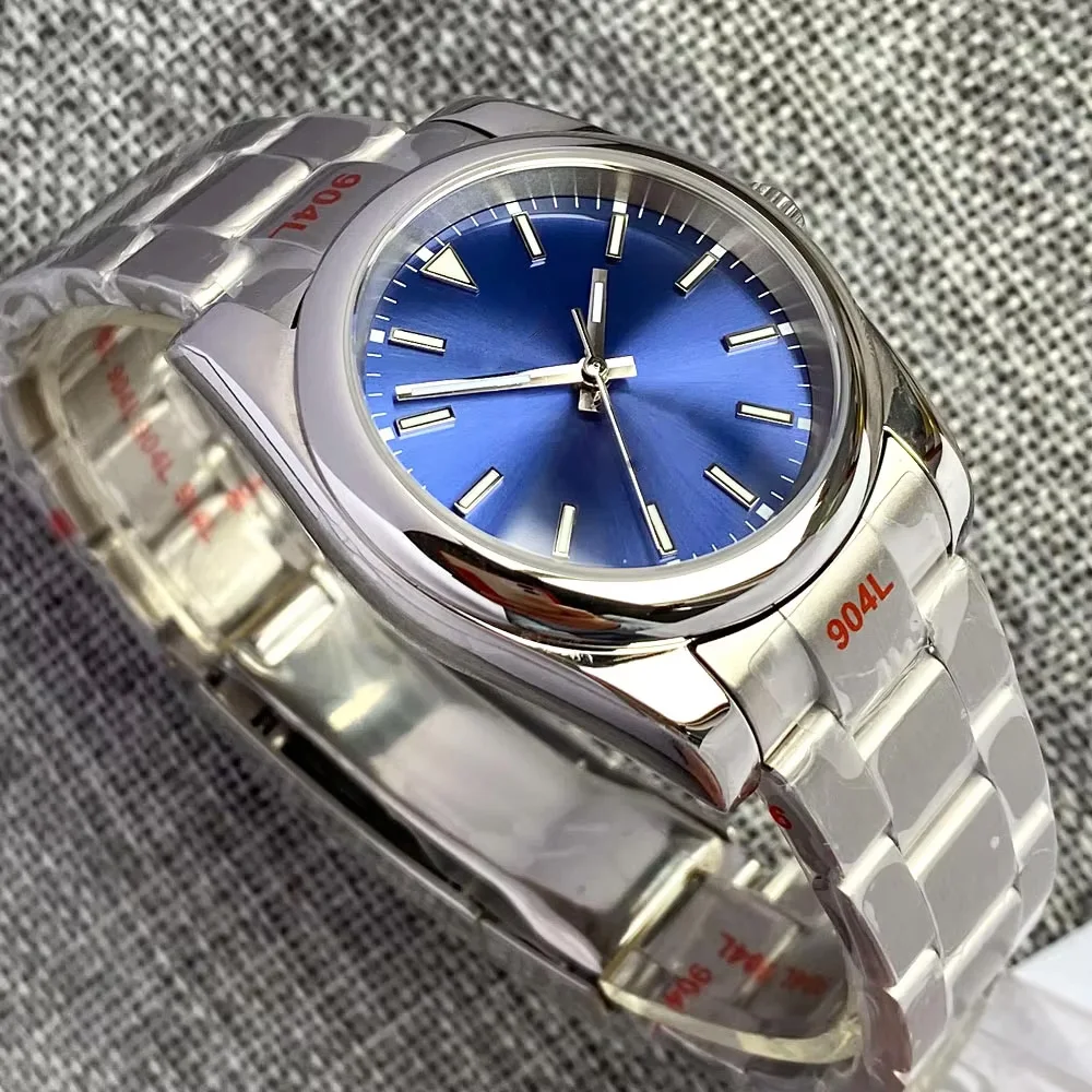 Japan NH35A PT5000 36mm/39mm Automatic Men Watch Glass Back Slide Lock Candy Pink/Orange/Black Dial Polished Steel bracelet