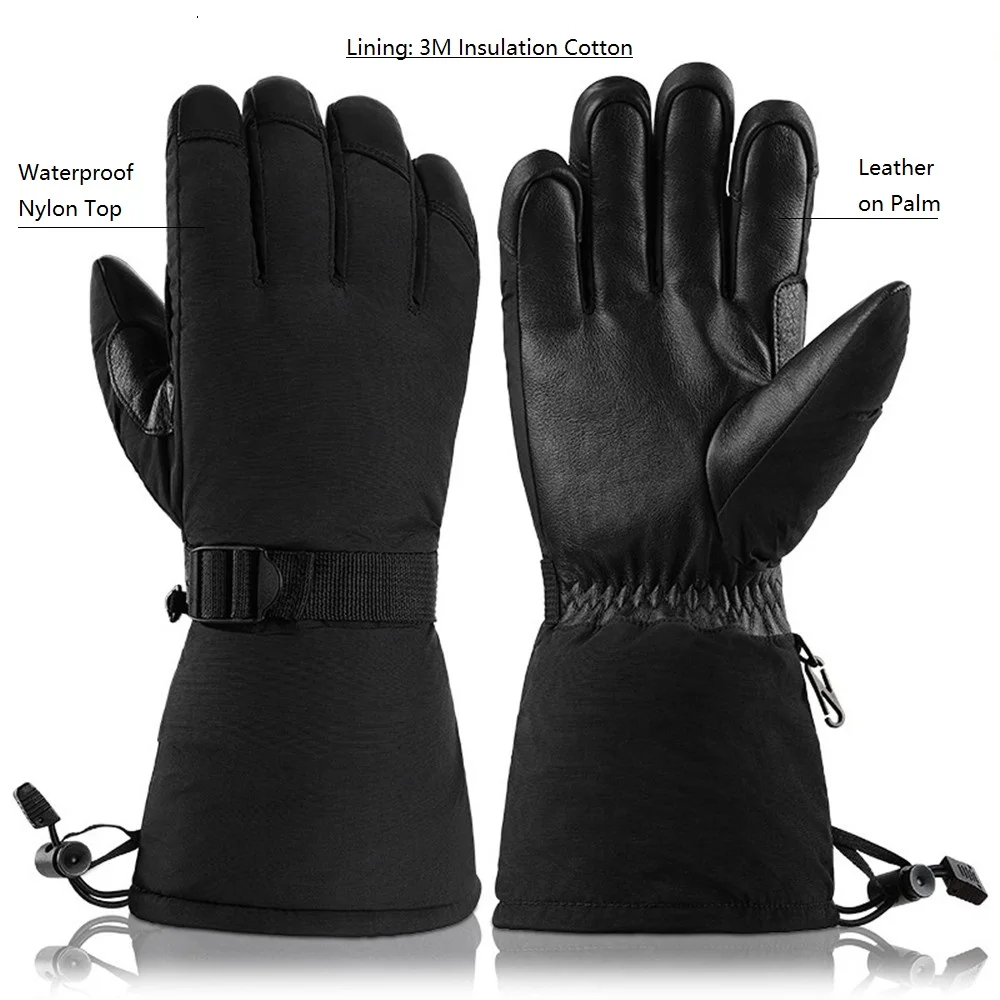 1 par luvas de esqui para homens mulheres inverno luvas de neve touchscreens à prova dwaterproof água luvas de inverno quente para tempo frio luva de snowboard