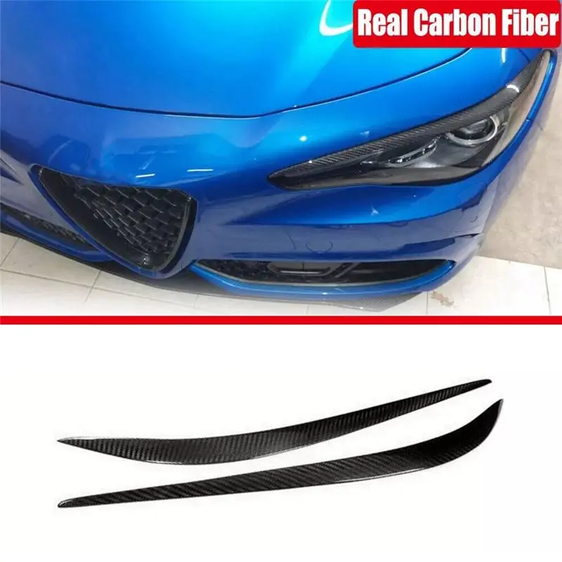 AEE5-For Alfa Romeo Giulia 2015-2024 Real Carbon Fiber Headlight Eyebrows Eyelids Cover