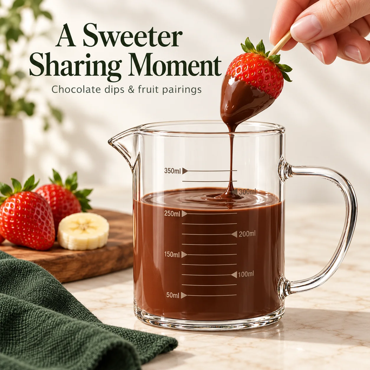 Borosilicate Glass Measuring Cup 350ml Heat Resistant with Scale, Heatable Milk Juice Cup, Chocolate Sauce Mug Kitchen Helper