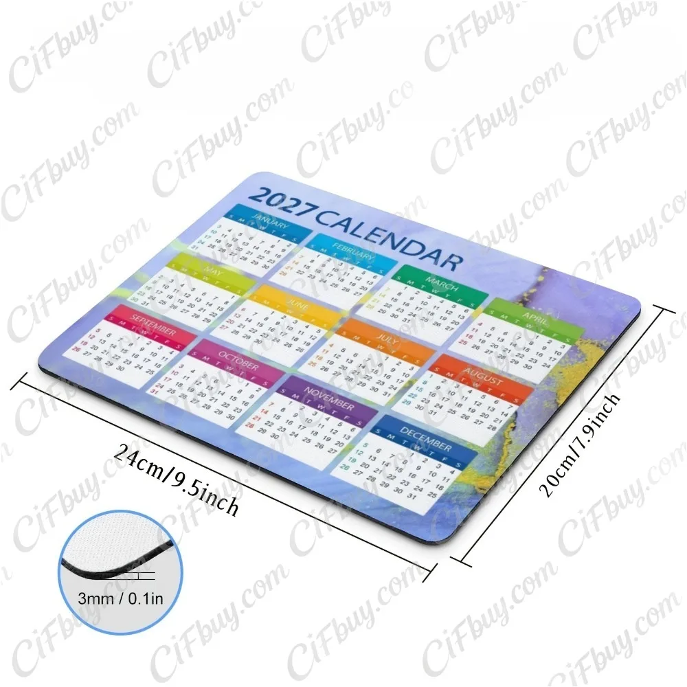 CIFbuy Mouse Pad Smooth Gaming Surface Fast Tracking Anti Slip Rubber Base Durable Desk Mat for PC Office Gamer 2027 Calendar