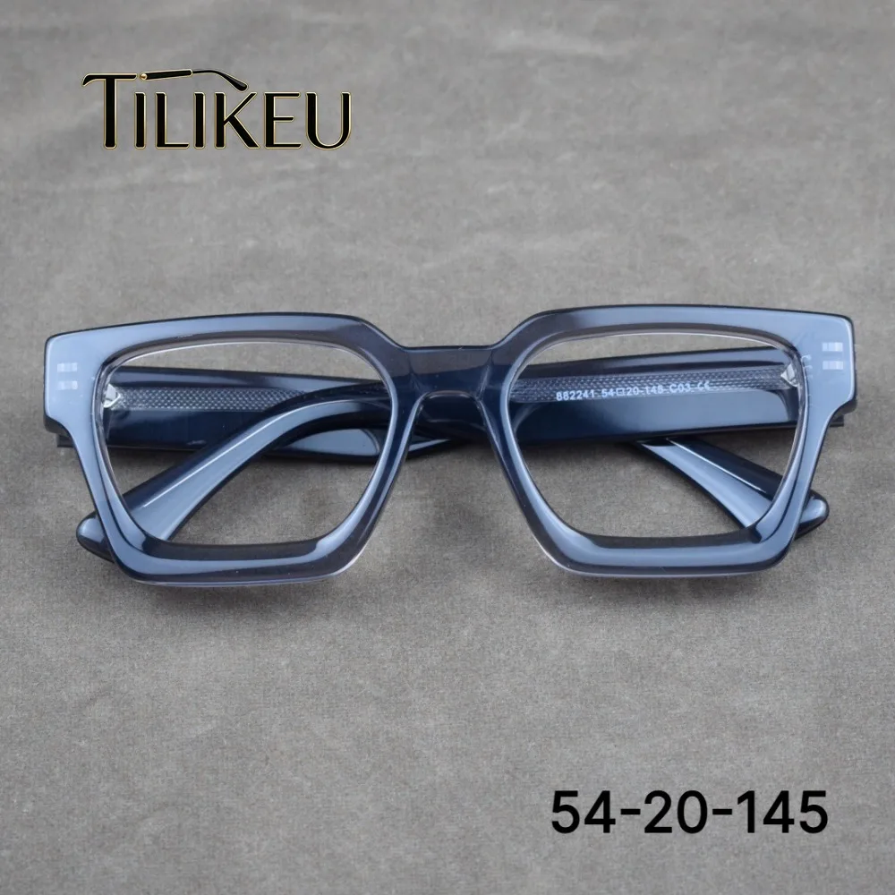 2026 Vintage Acetate Thickened Large Frame Glasses Men's Full Rim Retro Square Optical Spectacle American Style Acetate Eyewear