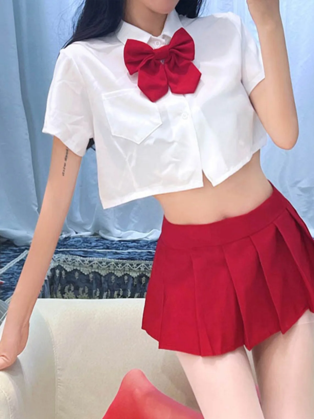 

Сексуальная плиссированная юбка с высокой талией, комплект из двух предметов, модный наряд JK, модный ансамбль для молодых девушек