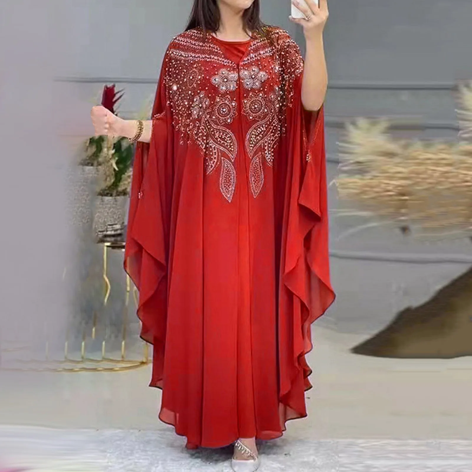 Abayas สำหรับผู้หญิงดูไบหรูหรา2024ชีฟอง Boubou มุสลิม gaun modis caftan marocain งานแต่งงานปาร์ตี้โอกาส djellaba Femme