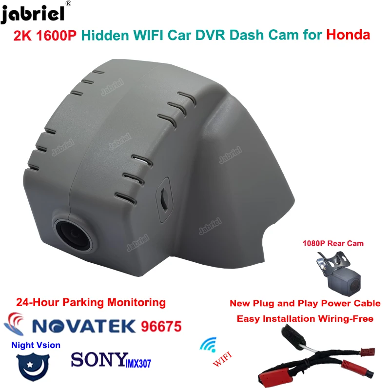 

Jabriel Plug and Play Video Recorder For Honda CIVIC 2021 2022 Acura Integra 2023 2K 1600P Car DVR Wifi Dash Cam Rear Camera