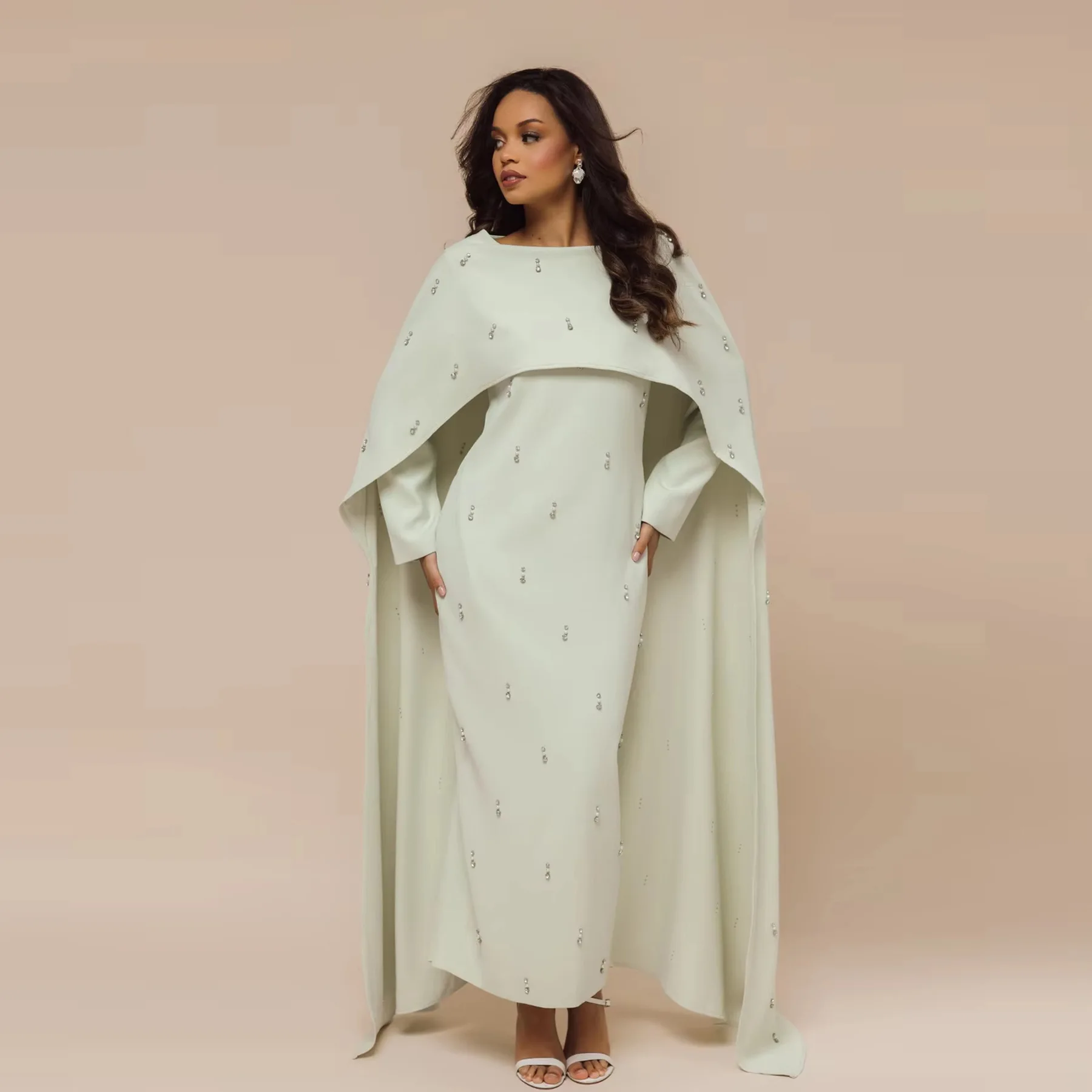 2Pcs Cape Abayas Muslim Sets for Women Diamonds Dress Turkey Kaftan Eid Djellaba Ramadan Jalabiya Kebaya Turkey Caftan Vestidos