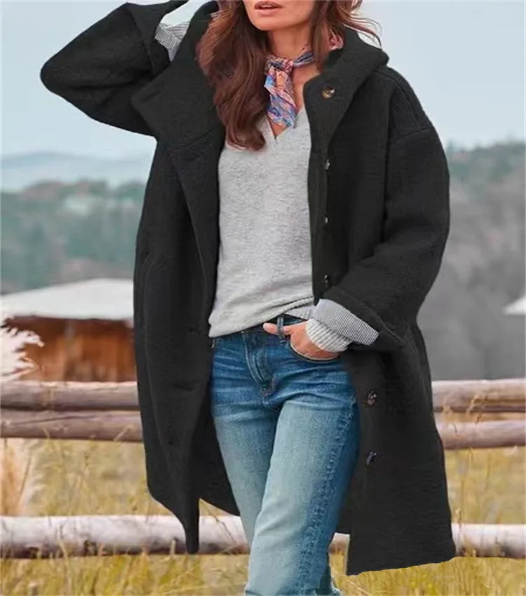 2023 autumn and winter long woolen women's coat multi-color multi-size hooded jacket outdoor leisure