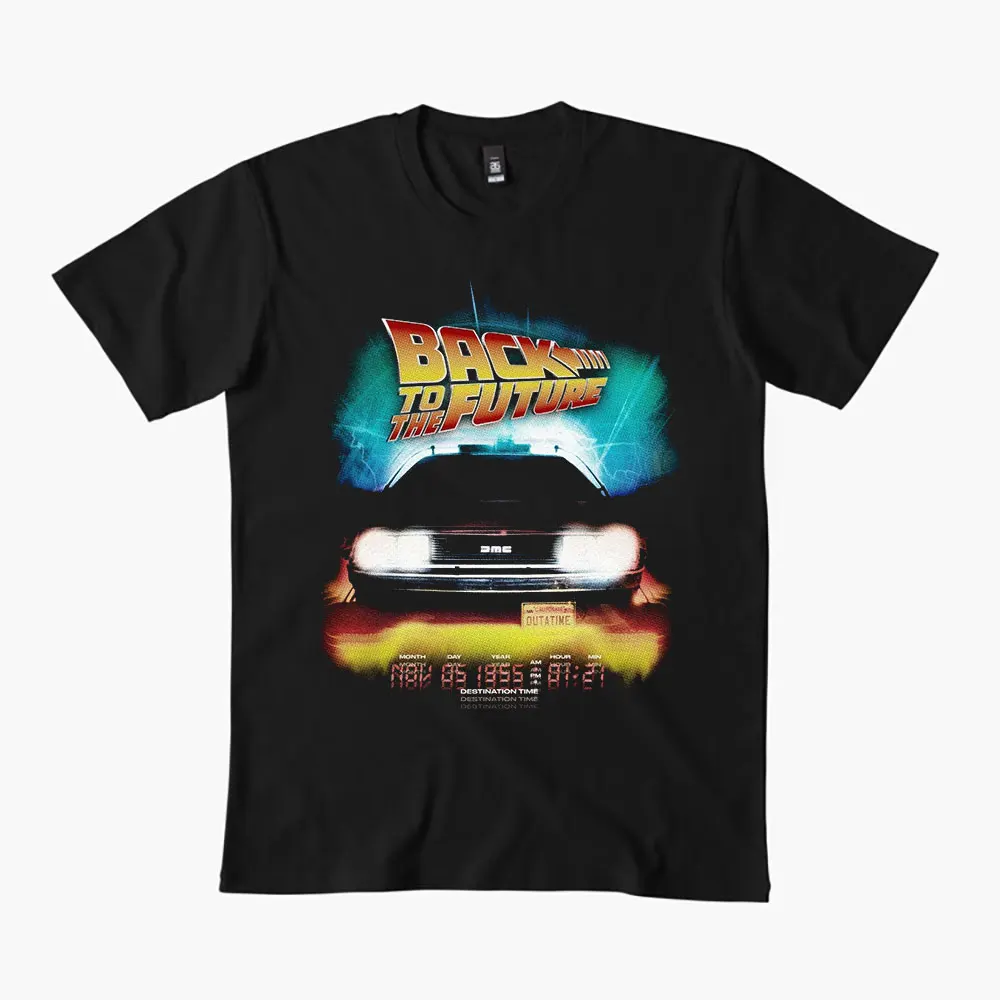 

0324 Back To The Future Retro Sic Fi Gift t shirt Vintage Time Machine DeLorean Graphic Clothes 100% cotton Large size Tops