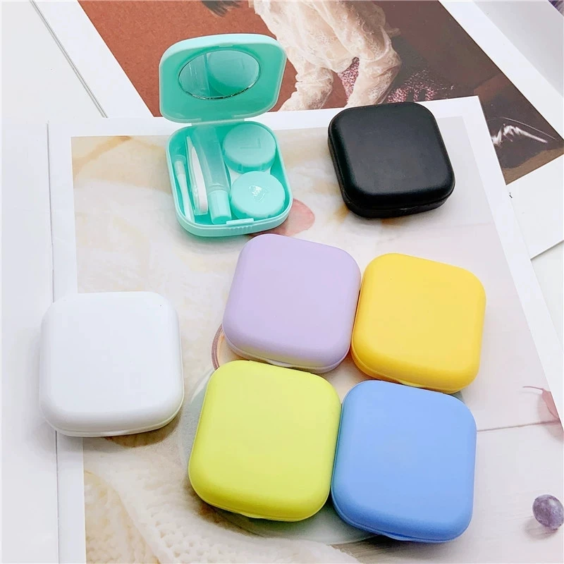 Colorful Contact Lens Case Set With Mirror, Small Portable Immersion Storage Kit, Mini Contact Lenses Box Soak Storage