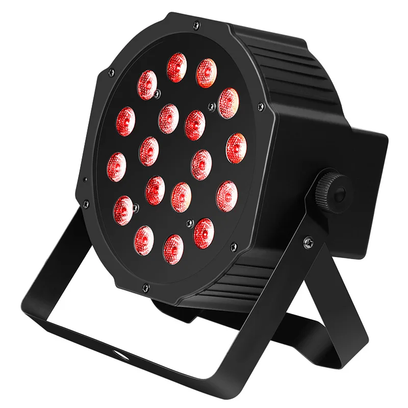 Pop 18x3W RGB Full Color LED Flat Par Light Sound Activated DMX512 Wash Wedding DJ Disco Bar Party LED Lights Stage Light Show