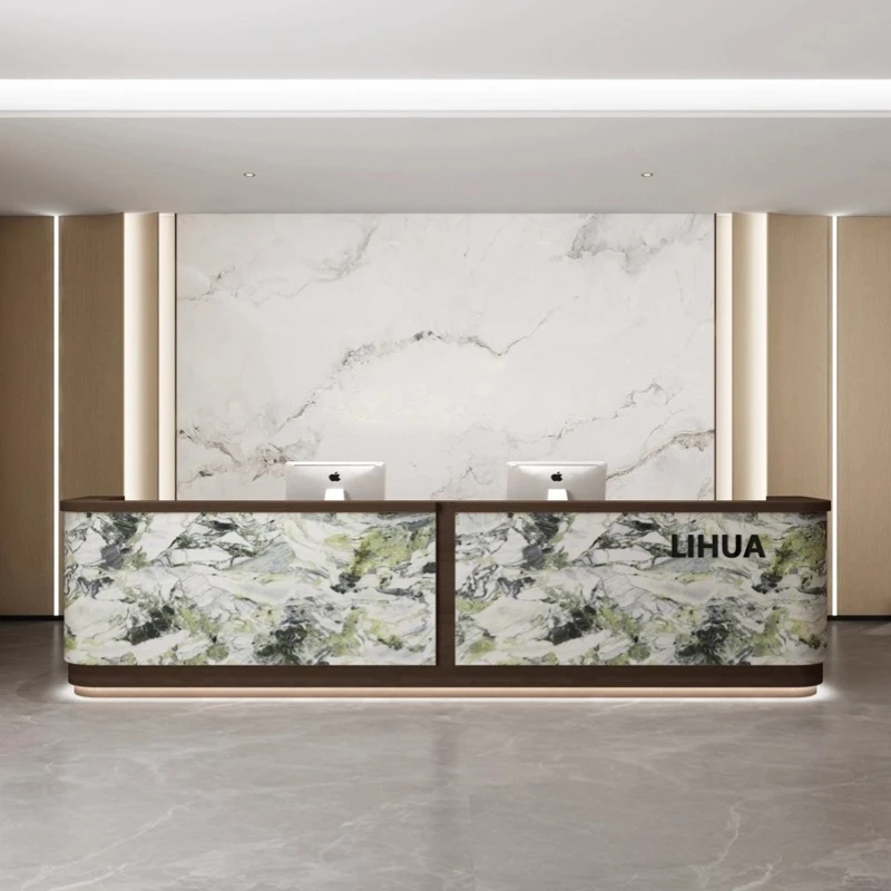 عرض مكاتب الاستقبال الترحيبية الحد الأدنى من الفولاذ المقاوم للصدأ، مكاتب الاستقبال التنفيذية، الأثاث العصري للمكتب الطويل