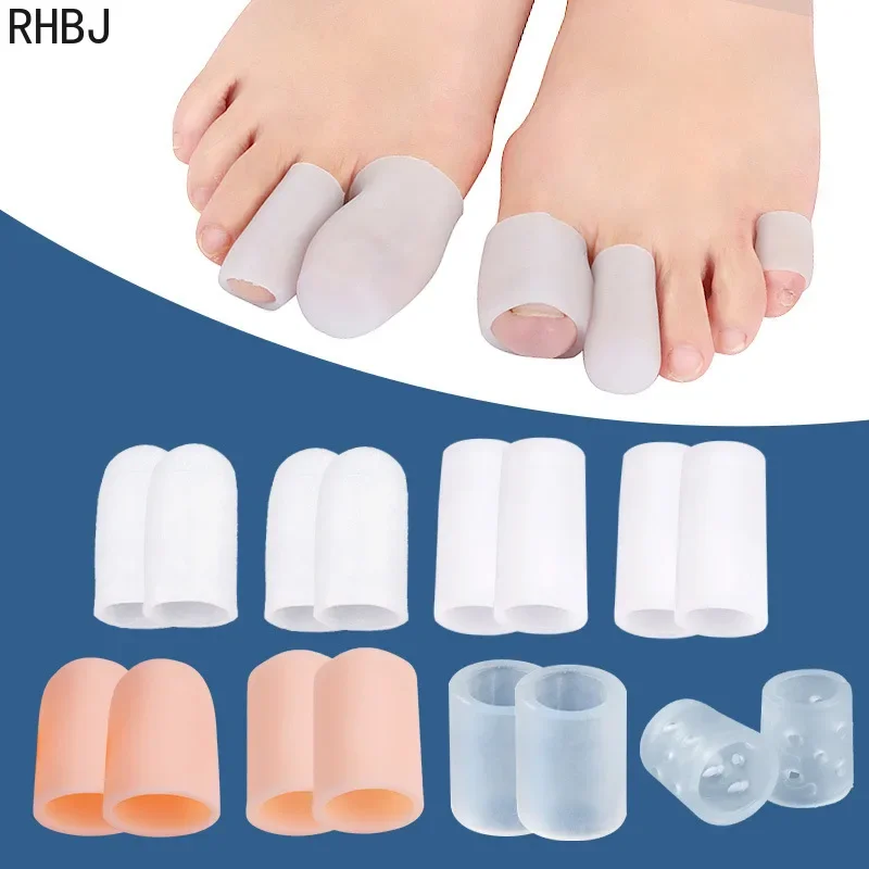 2Pcs Silicone Finger Toe Protector Chicken Eye Toe Cover Thumb Overlap Pain Relief Sleeve Cover Toe Separators Foot Care Tools