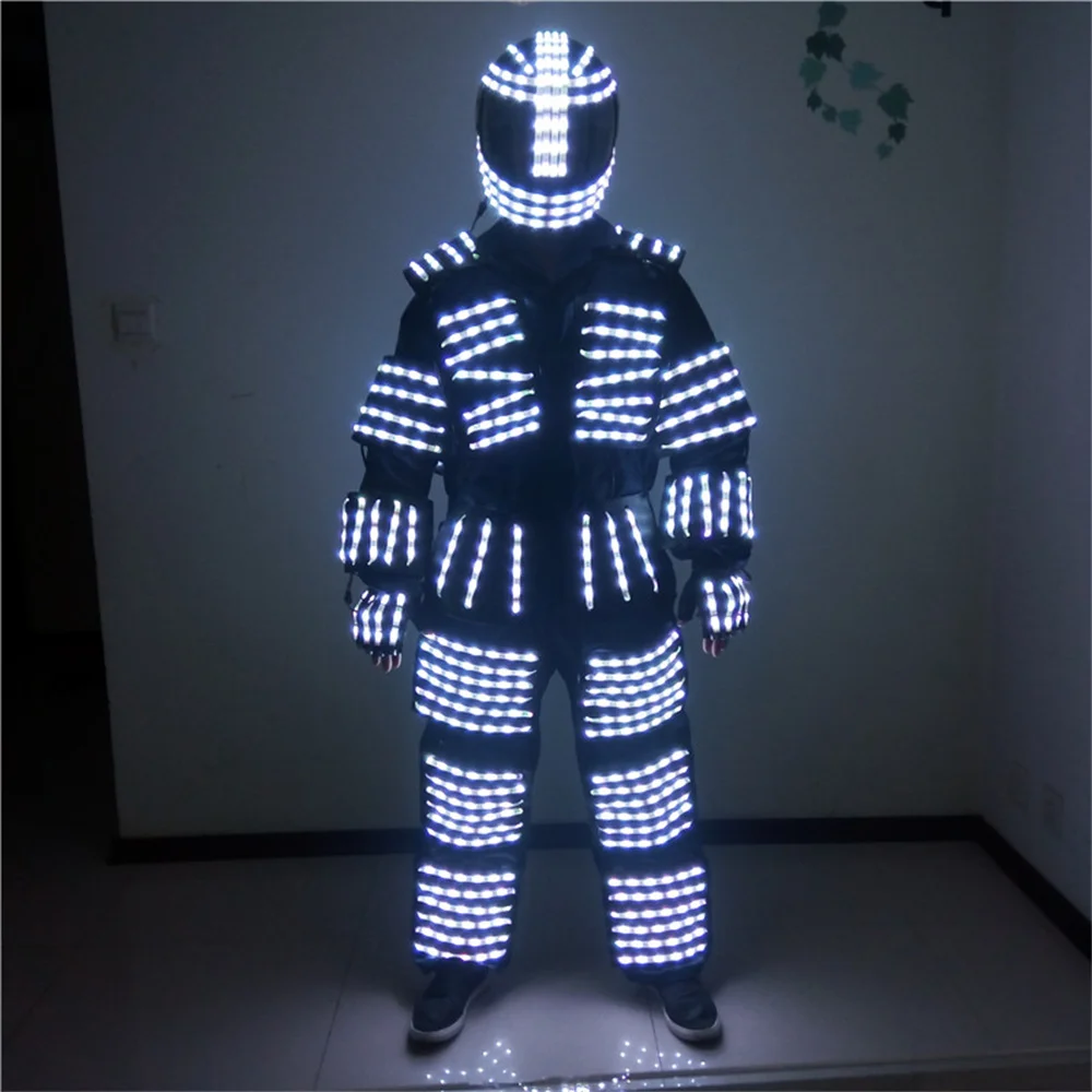 Magicool Cheap Price LED Robot Costumes Bar Party Music Festive Clothes Gloves Helmet Luminous Glasses Suit Dress Show  Props