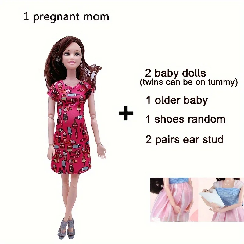 Hot Sale 11.5 Inches Pregnant Doll Mom Have 2Pcs Baby in Her Tummy with 1Pc Clothes Educational Dolls Girl Toy for Girl Gift