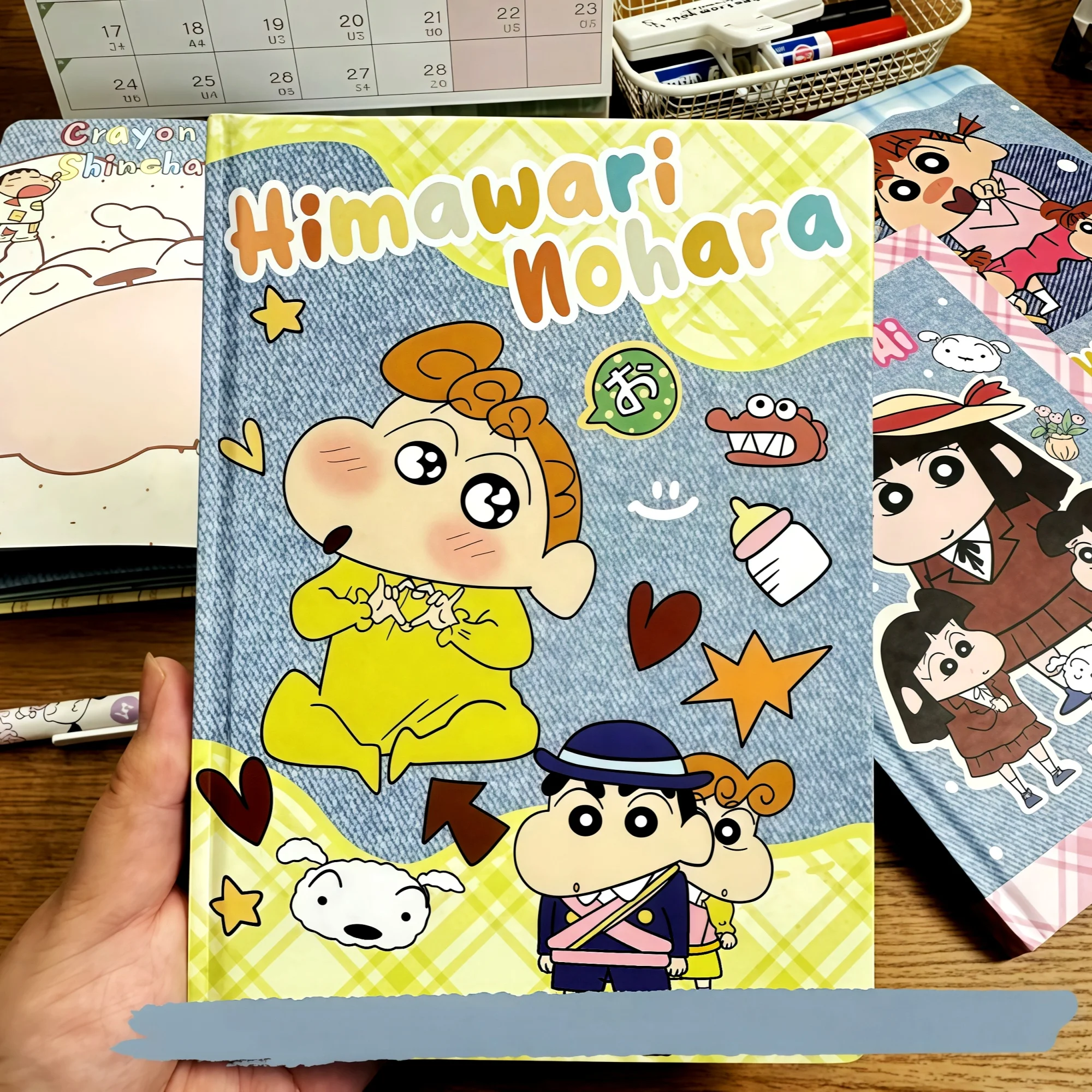 1Pc Crayon Shin‑chan Retro A5 Hardcover Notepad Denim Pattern For Students Diary Hand‑Account Journal Decor
