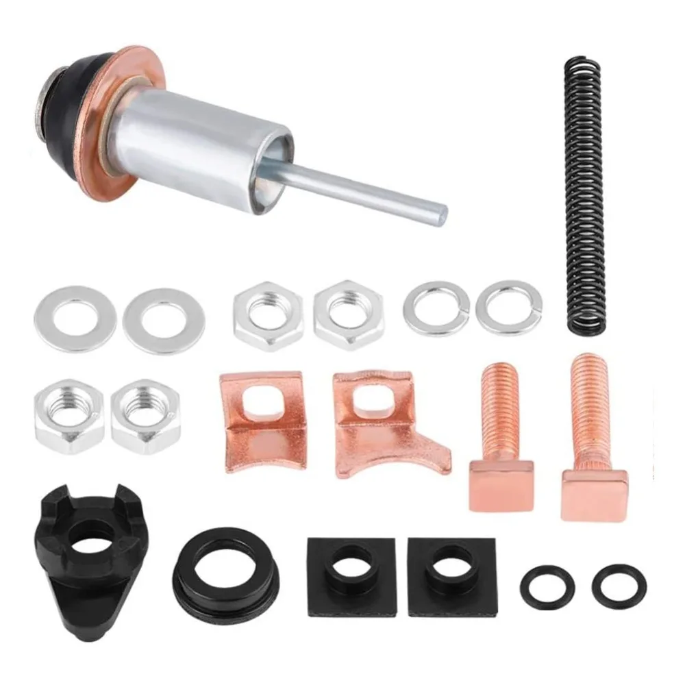 Brass and Steel Starter Solenoid Repair Kit Silver & Black & Copper Heavy Duty Solenoid Plunger Starter Contact Replacement