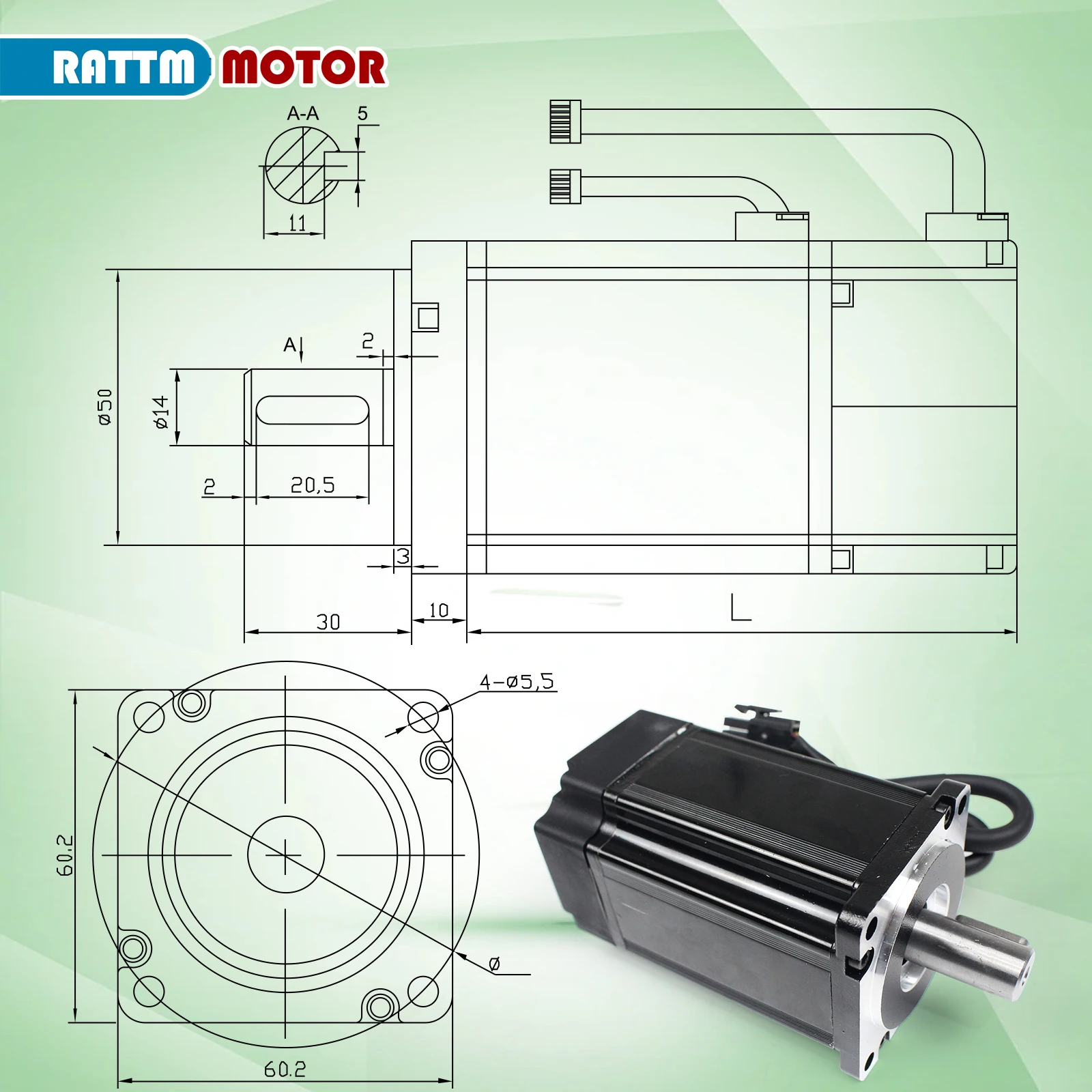 Imagem -02 - Kit de Conjunto de Codificador Magnético e Óptico Servo Motor 127 N.m Cnc Freio Motorista Cabo de 3m 400w ca