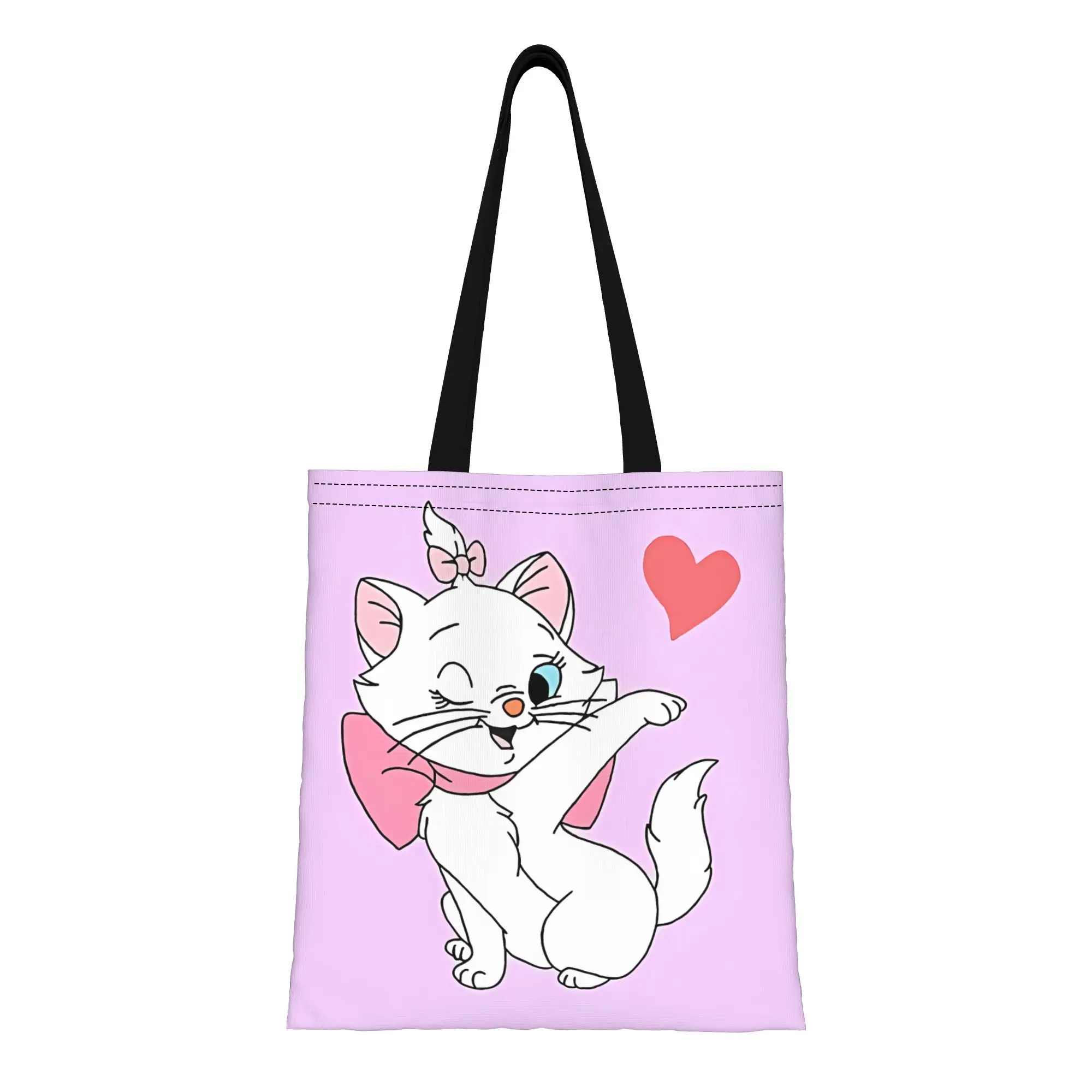 

Back to school season Cute Marie The Aristocats Canvas Tote Bag Perfect for Outdoor Women's Top-Handle Bags