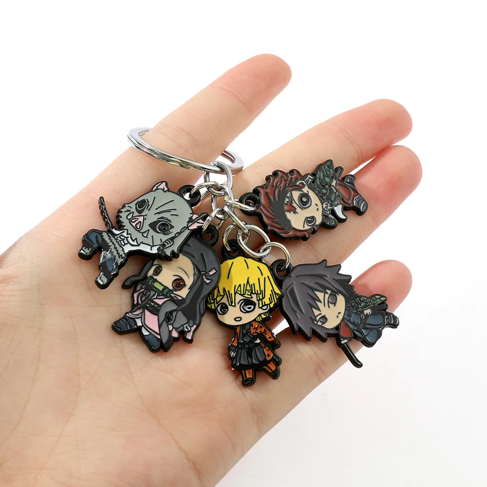 

Anime Demon Slayer Keychain Kimetsu No Yaiba Agatsuma Zenitsu Kamado Nezuko Metal Badge Pendant Key Holder Jewelry Accessories